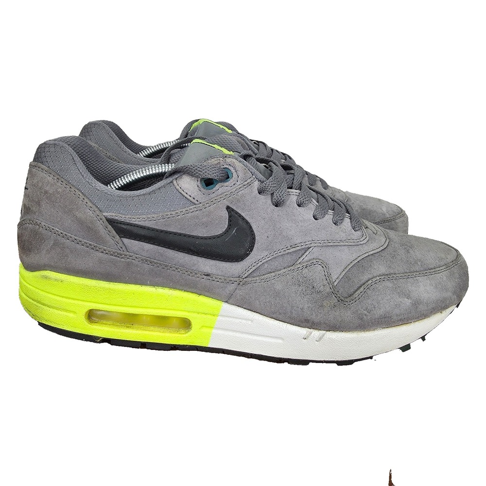 Nike Air Max 1 PRM Sneakers Mens 13 Cool Grey Pine Volt Suede Running Shoes